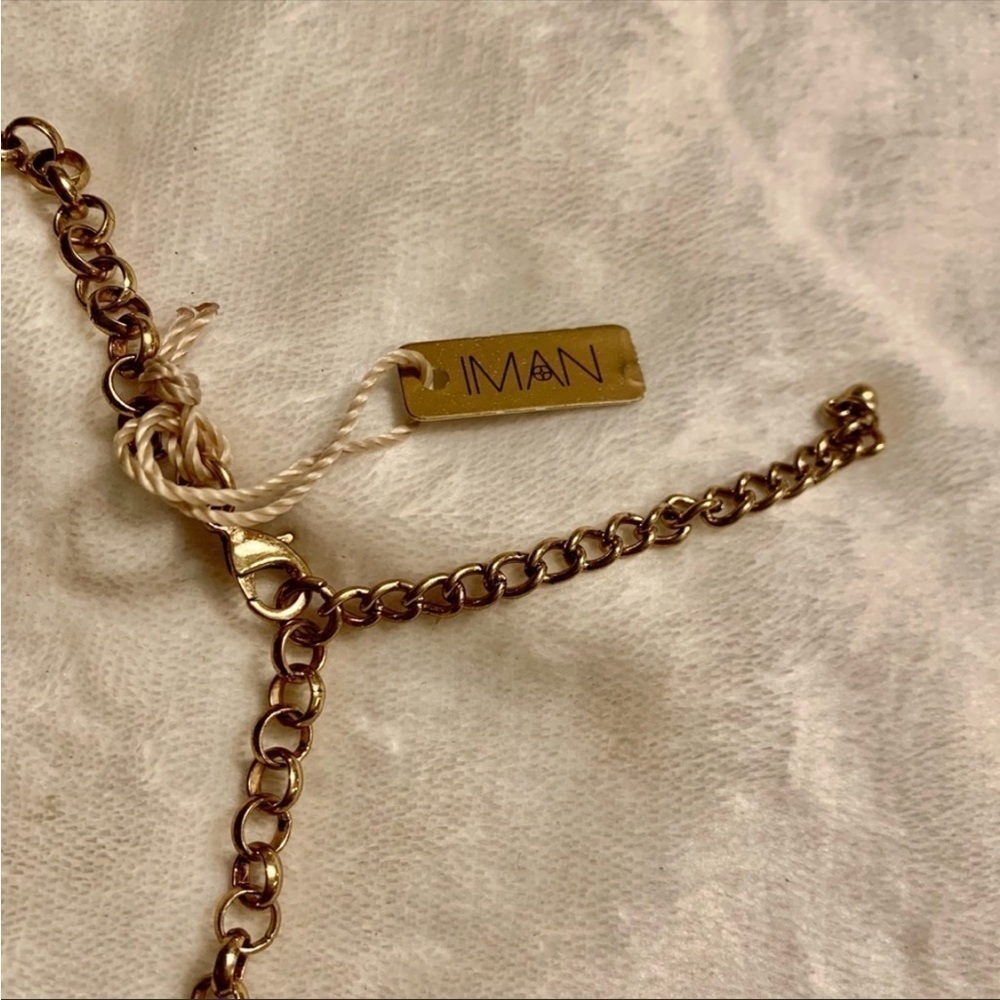 NWT Tribal Set Necklace & Earrings IMAN Gold-Tone Shiny Black Bib Necklace Gift - Picture 14 of 16
